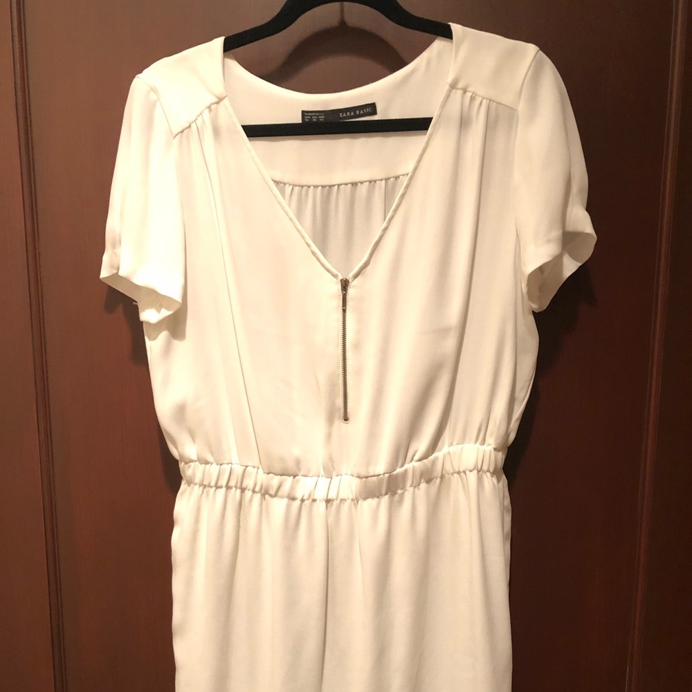 Zara White Short-Sleeve Dress